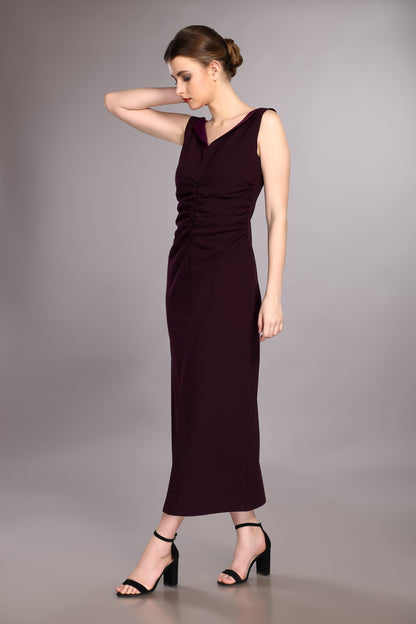 Wine Wide Collar Dress