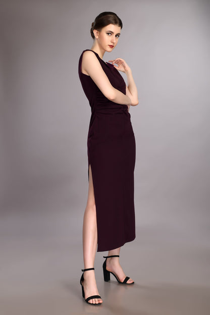 Wine Wide Collar Dress