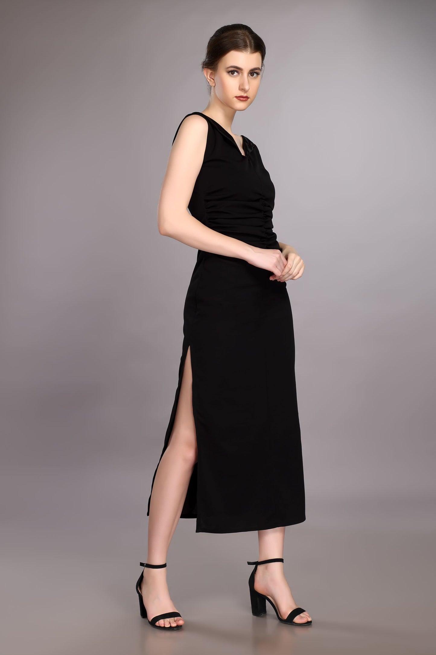 Black Wide Collar Dress